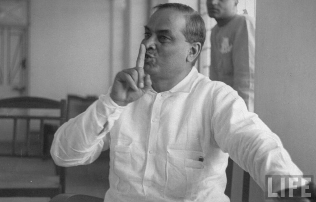 Dr Bidhan Chandra Roy rare black and white photo with silence gesture
