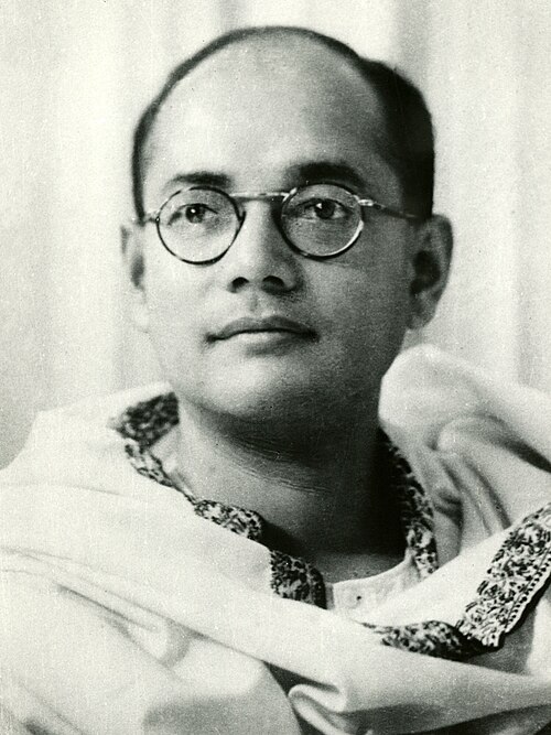 Subhas Chandra Bose classic portrait black and white