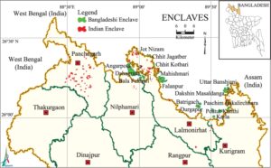 India Bangladesh enclave map showing chitmahal locations in Cooch Behar and Rangpur border